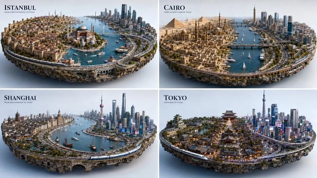 Past and Present City Dioramas with GPT Image 2