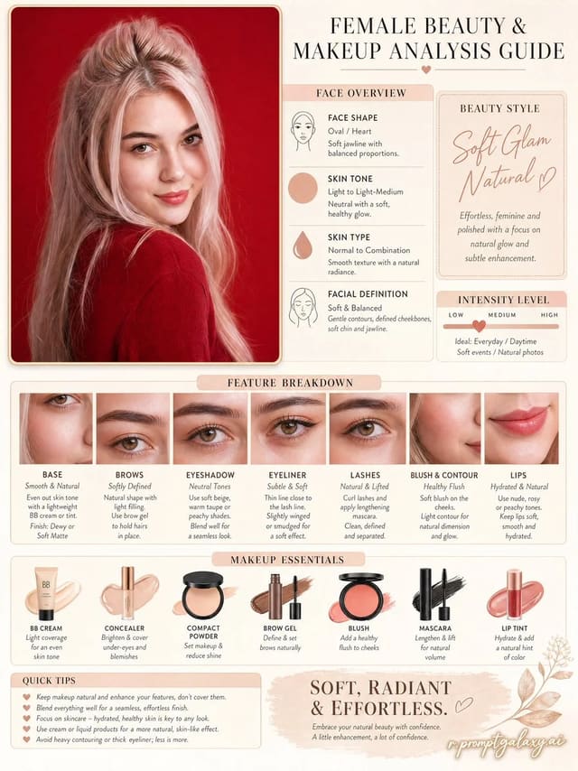 Female Beauty & Makeup Analysis Guide Infographic