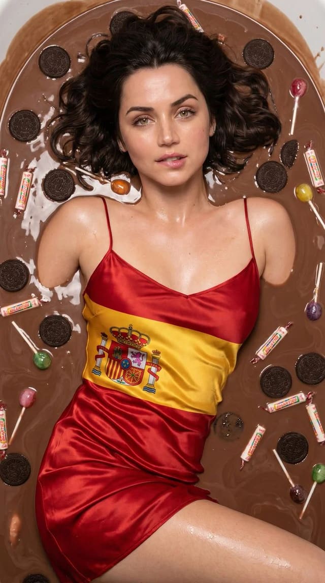 Celebrity chocolate bath beauty image prompt