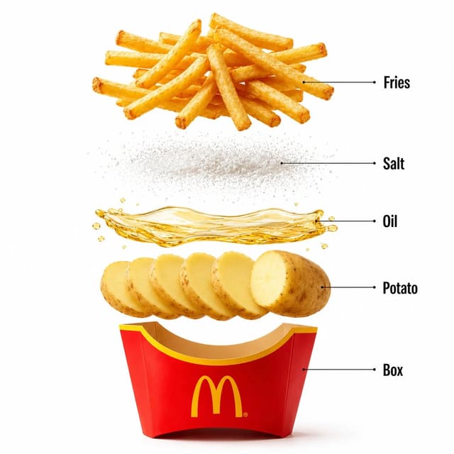 French Fries Product Photo and Exploded Infographic with Spinning Motion
