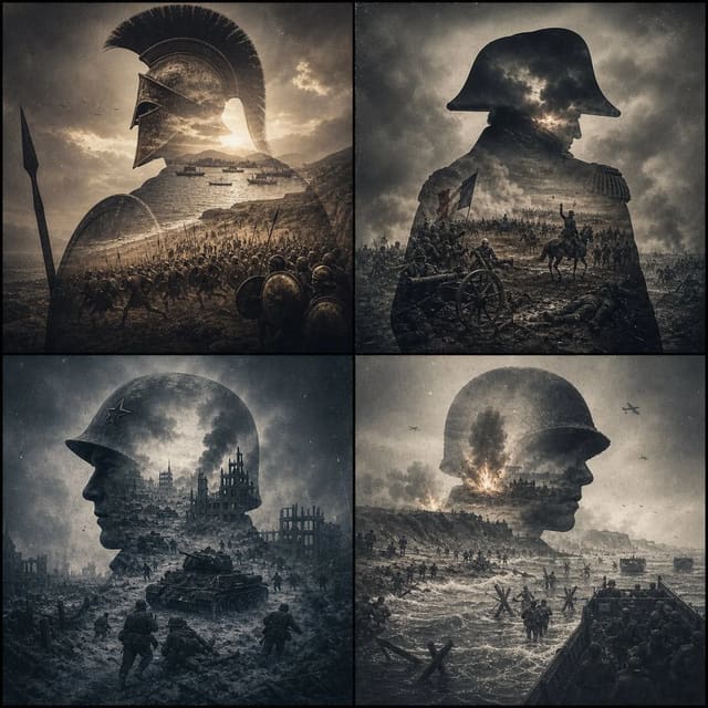 World-Changing Historic Battles in Double Exposure