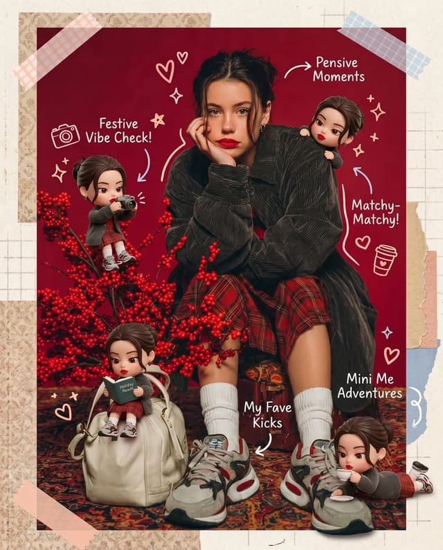 Cozy scrapbook edit with mini chibi alter-egos