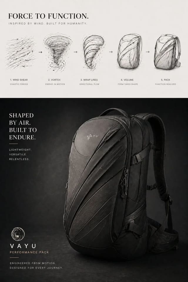 FORCE TO FUNCTION — VAYU Performance Pack Concept Poster