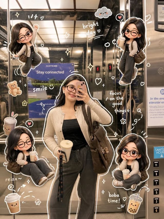 Cute Pinterest/Xiaohongshu doodle chibi photo edit