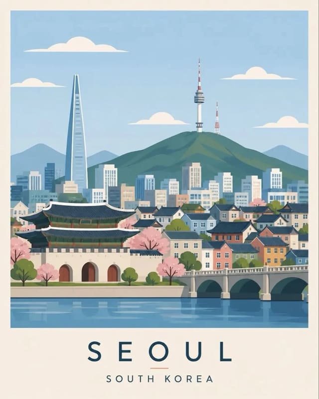 GPT Image 2 editorial travel poster prompt for Seoul