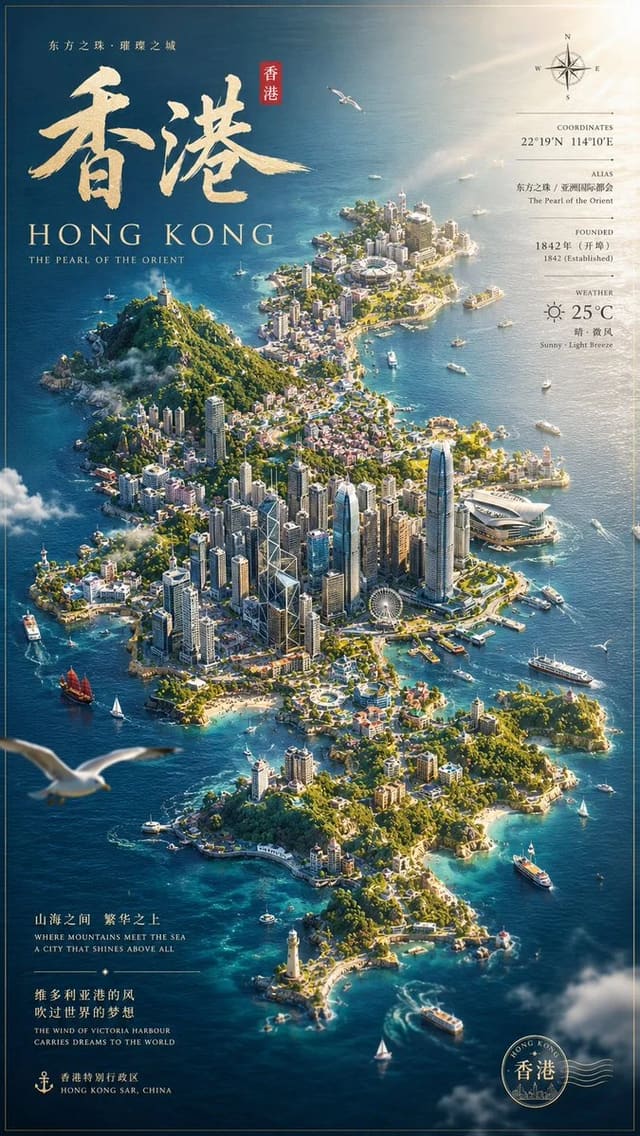 GPT Image 2 city terrain-outline miniature island poster prompt