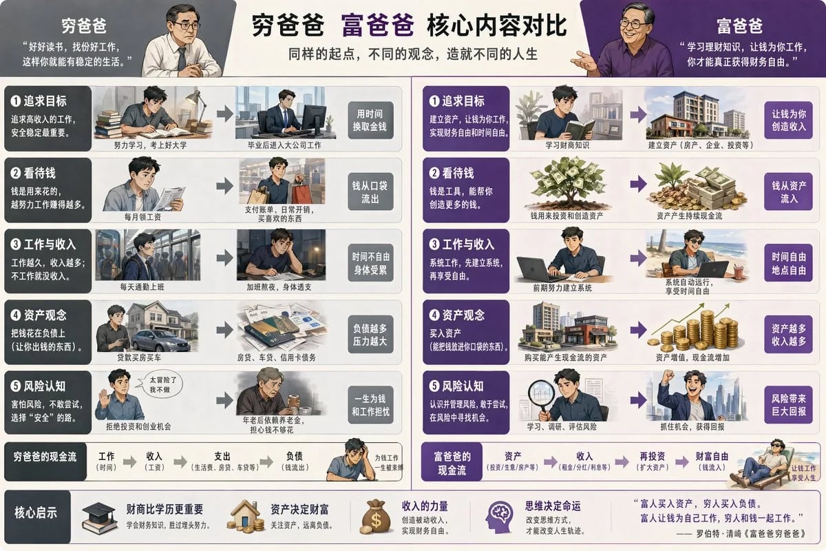 GPT Image 2 一句话提示词可视化《穷爸爸和富爸爸》