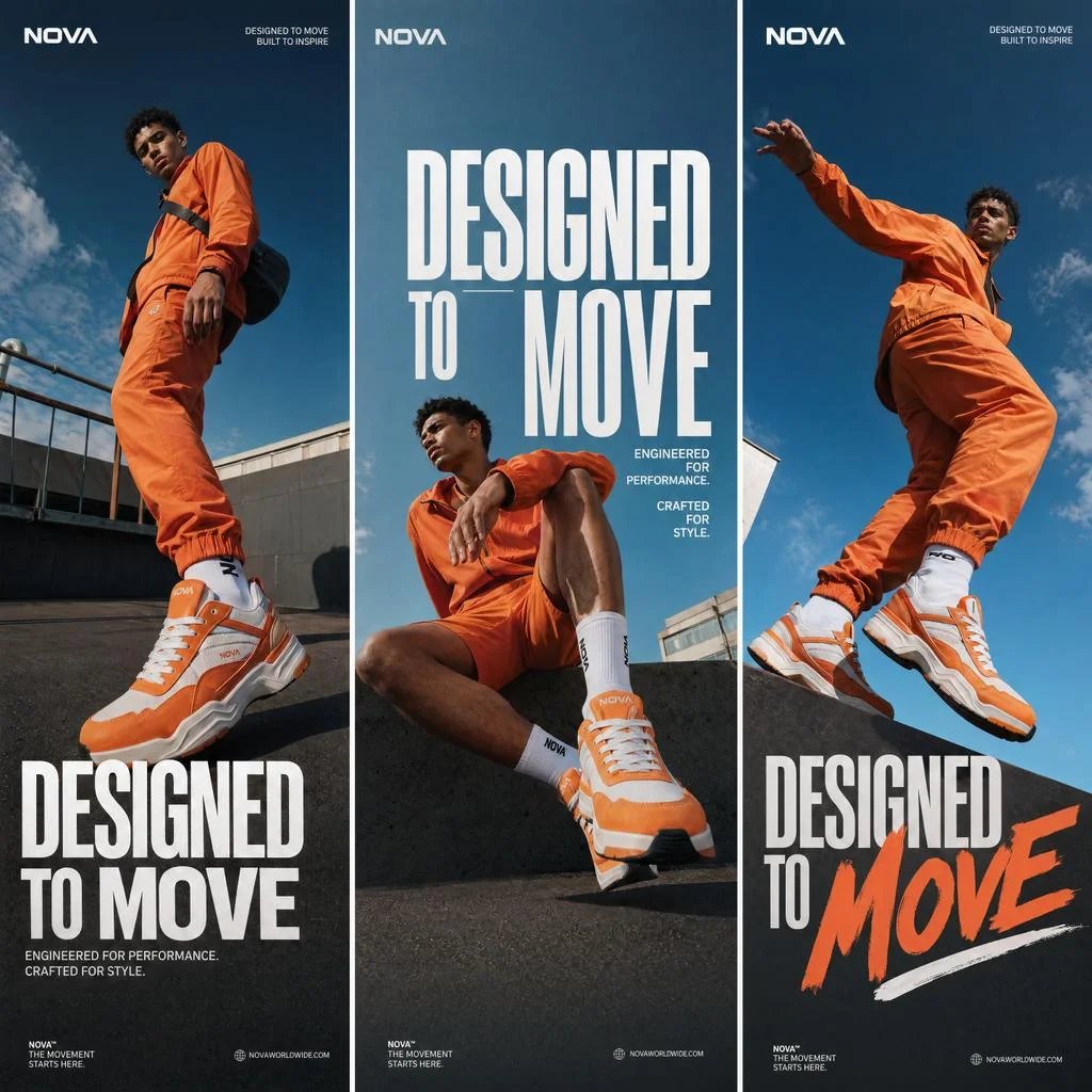 NOVA luxury sneaker billboard and Instagram campaign prompts