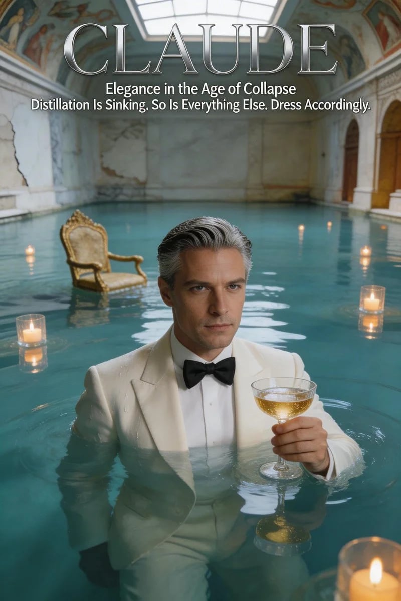 Cinematic flooded Venice magazine cover portrait