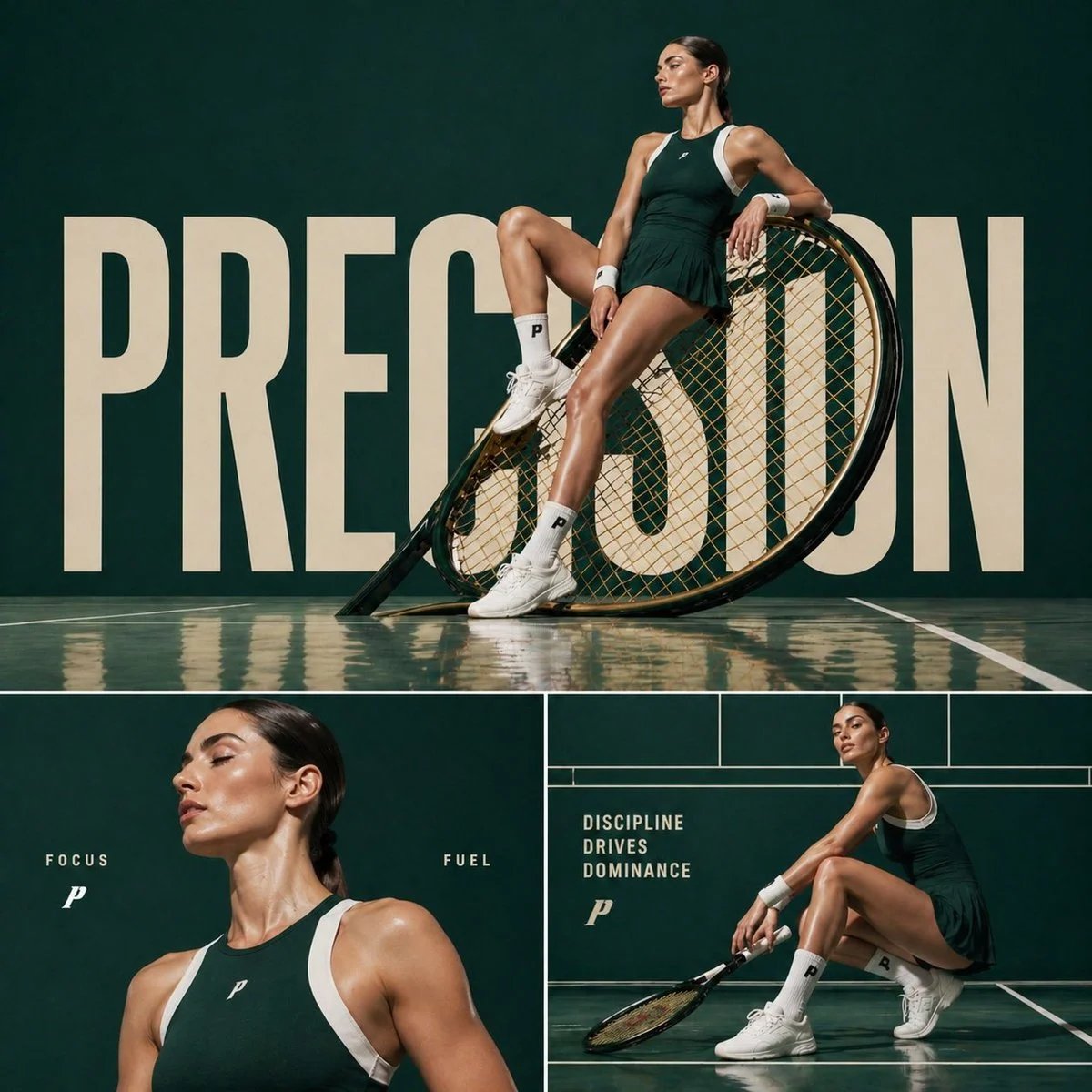Cinematic tennis sports fashion collage