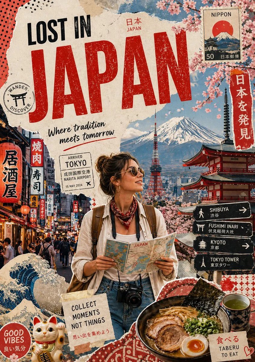 Stylized Travel Poster Graphic Collage