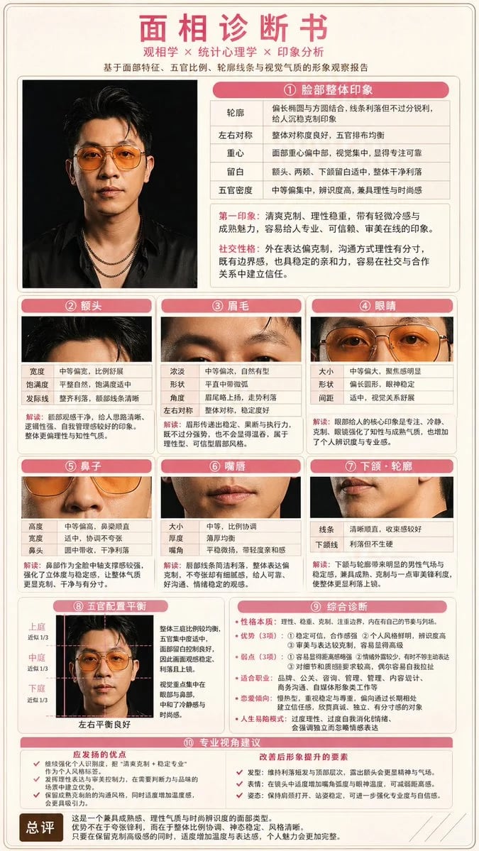 GPT-Image-2 面相分析海报提示词