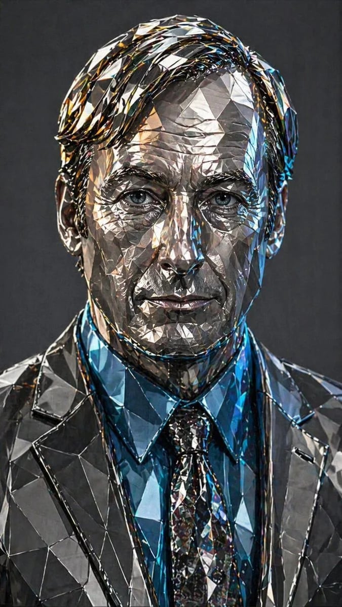 Futuristic Low-Poly Chrome Portrait