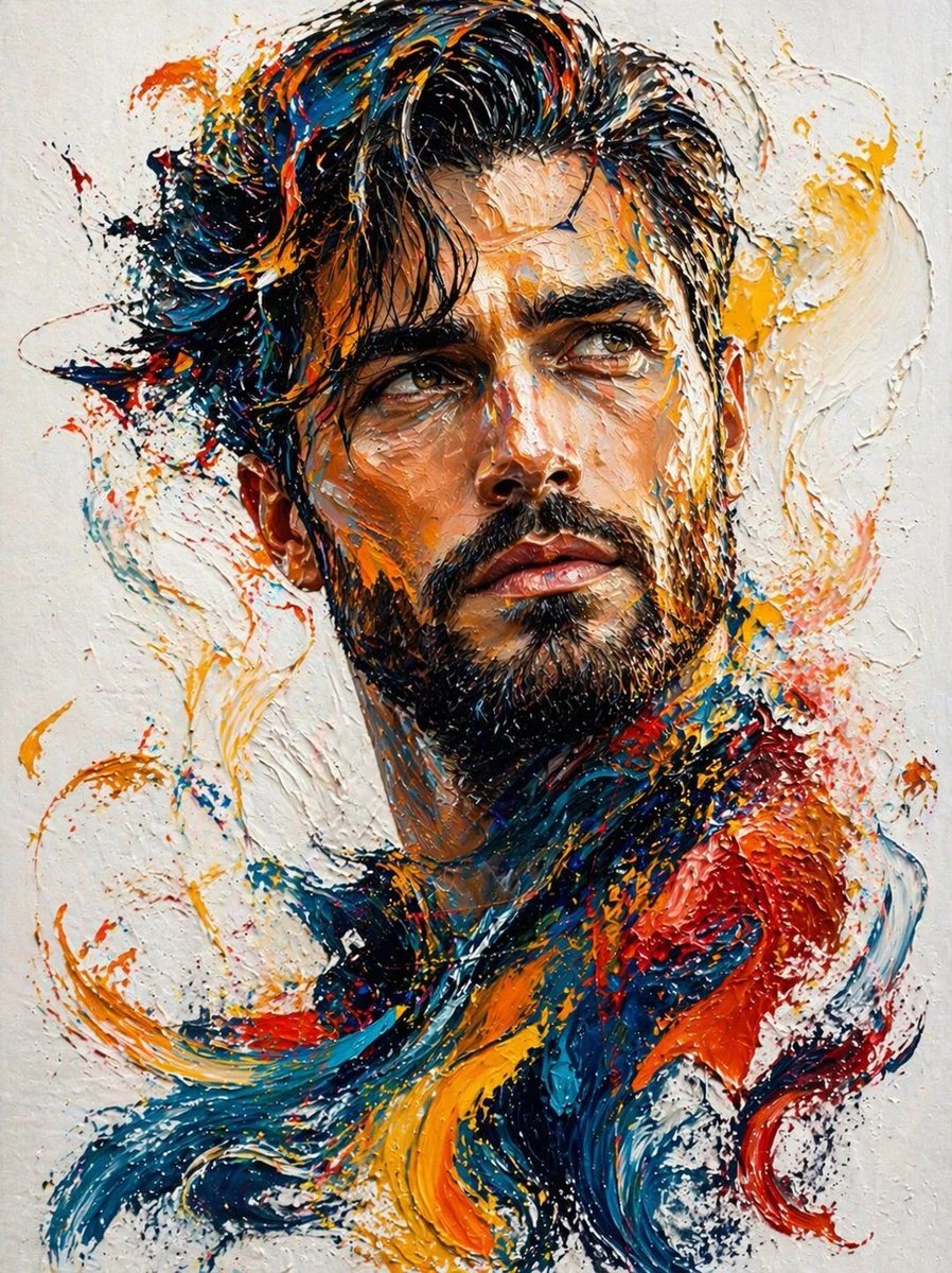 Abstract Impasto Oil Portrait