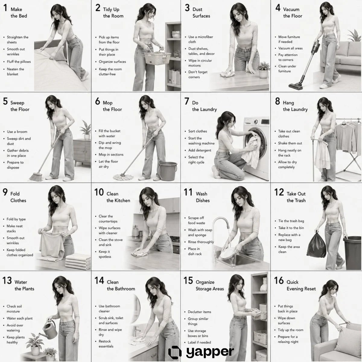 Household Chores Movement Sheet Reference