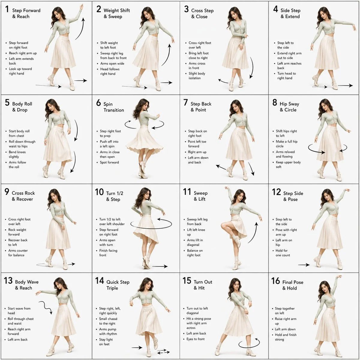 3D Dance Choreography Instruction Sheet