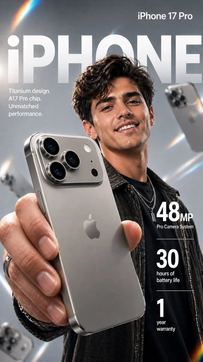 iPhone 17 Pro vertical e-commerce ad