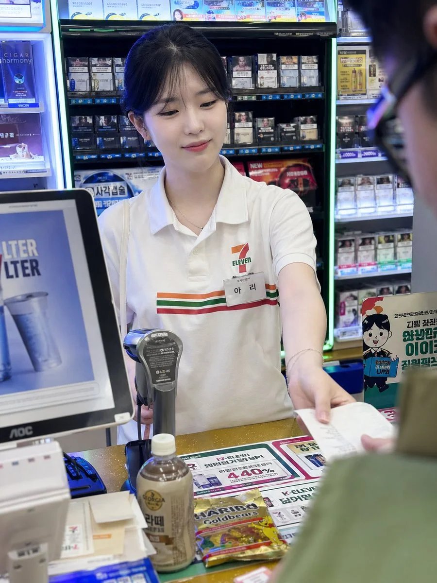 Candid Korean Convenience Store Cashier