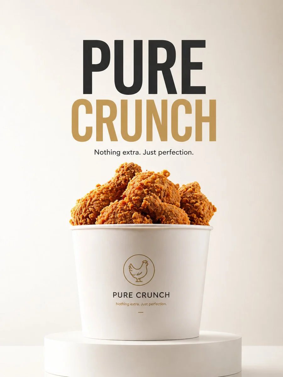 Minimalist fried chicken bucket product advertisement