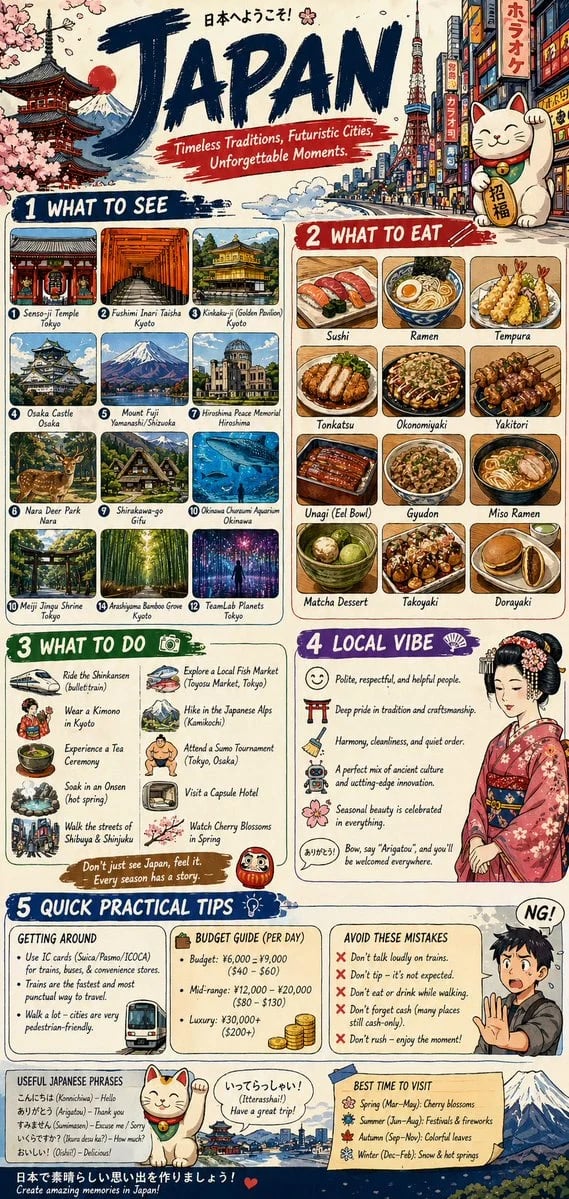 Infographic-style travel guide poster