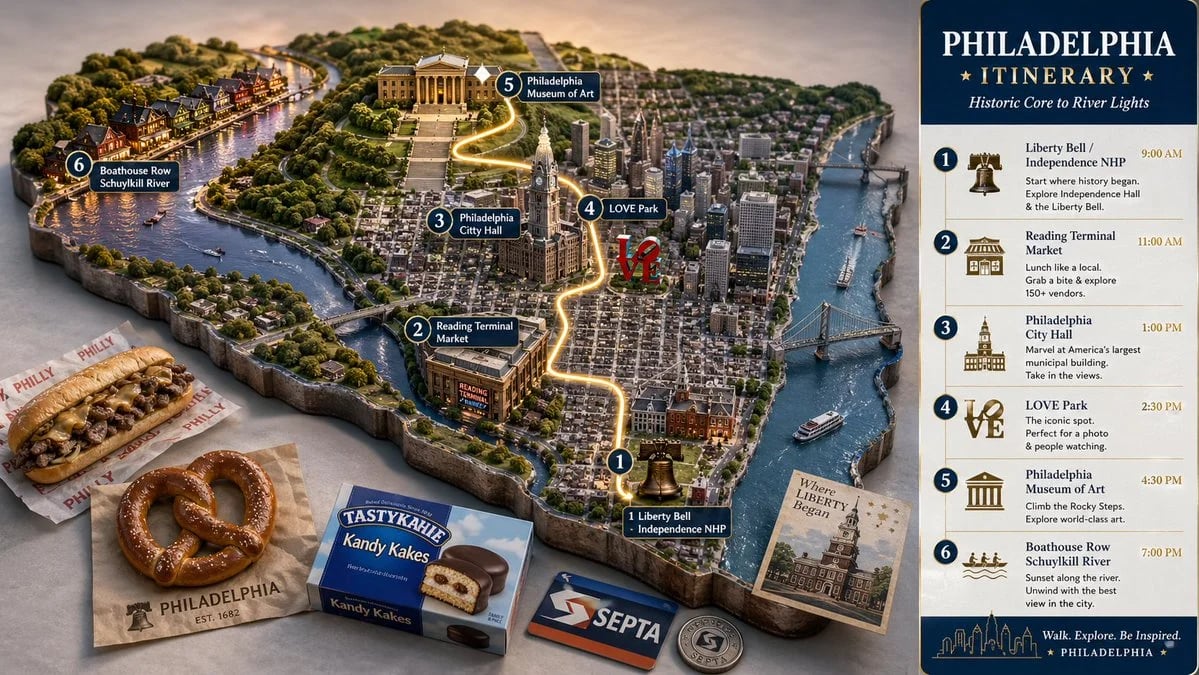 3D Raised Terrain City Itinerary Map