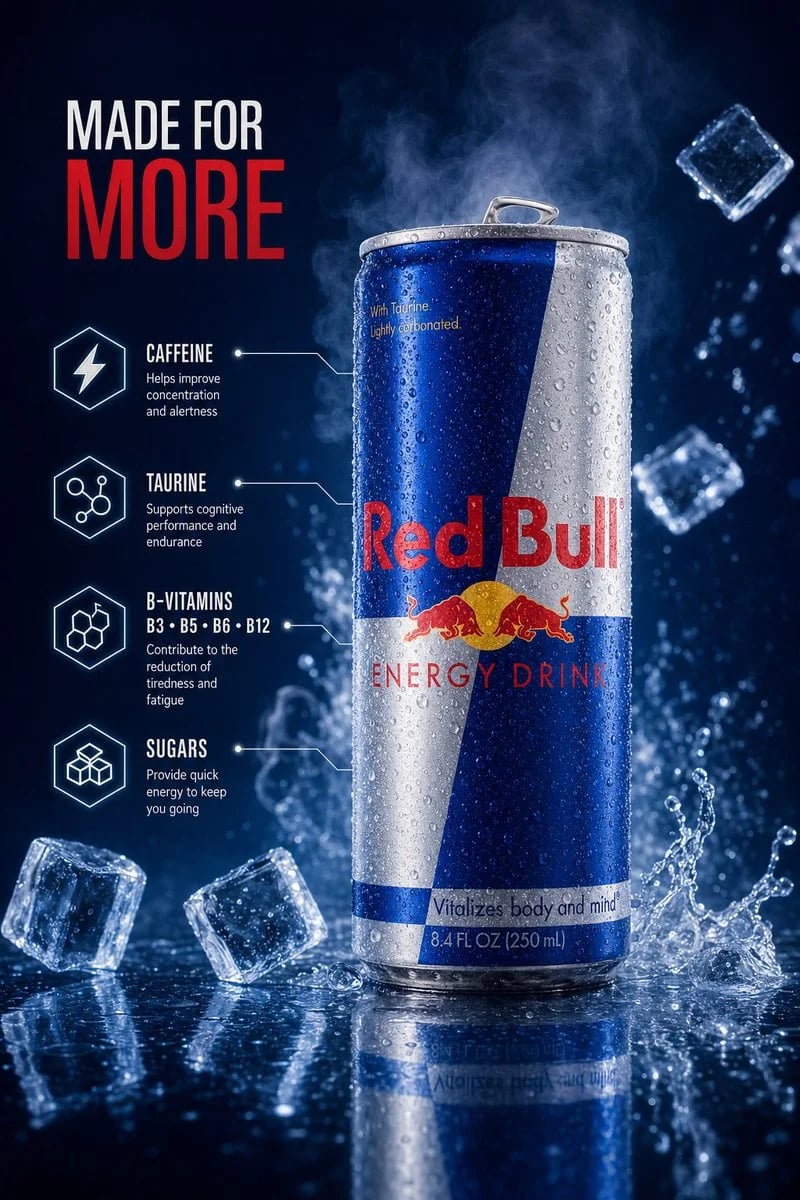 Red Bull Commercial Advertisement and Product Shot