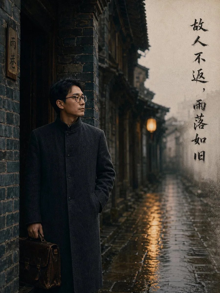 民国雨巷中的电影感胶片人像