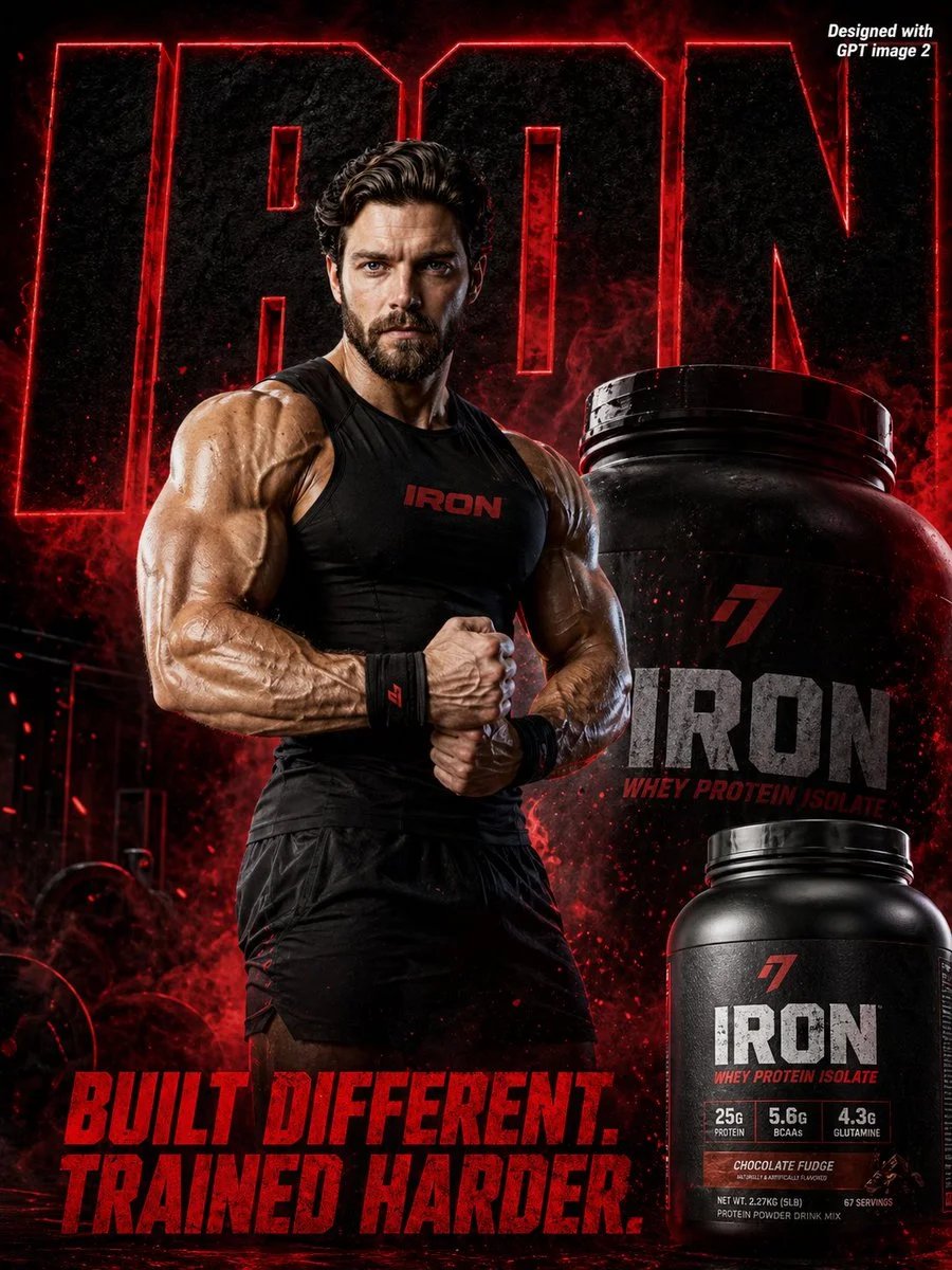 IRON Protein Gym Supplement Advertisement