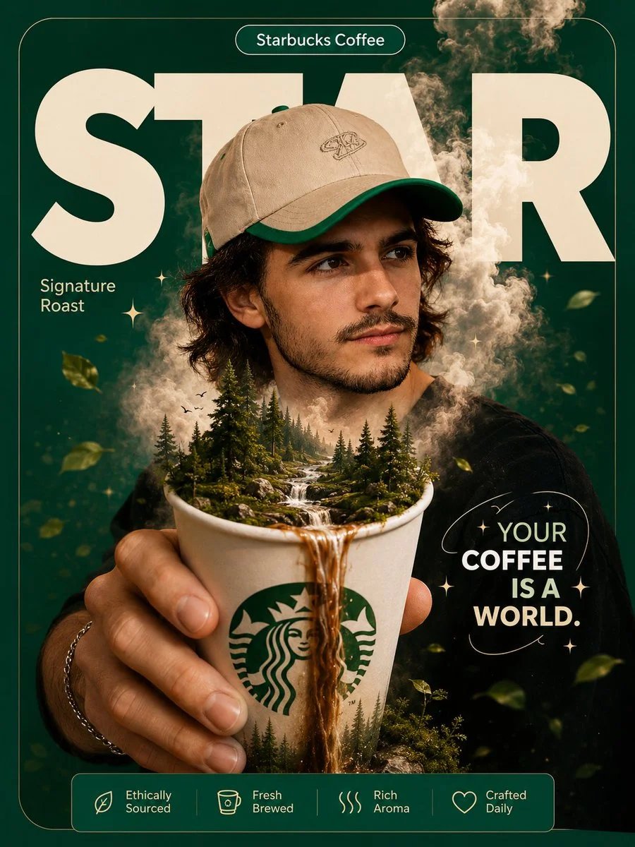 Surreal Starbucks Coffee World Poster