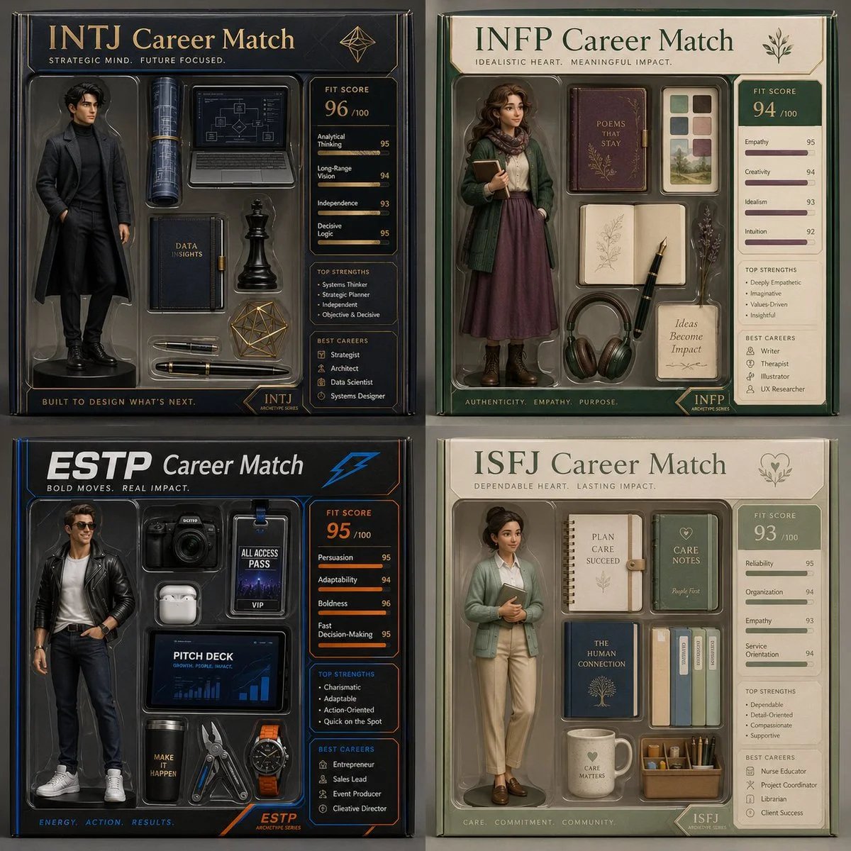 GPT Image 2 career starter pack prompts for personality types