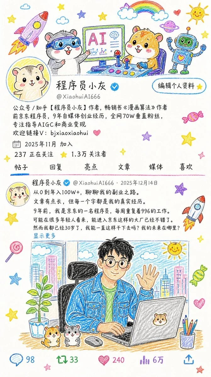 GPT-Image-2 儿童蜡笔画风格主页重绘提示词