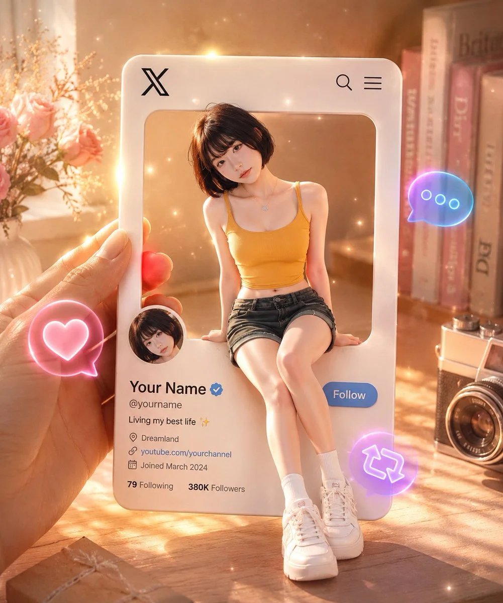 3D Twitter/X Style Interactive Profile Card