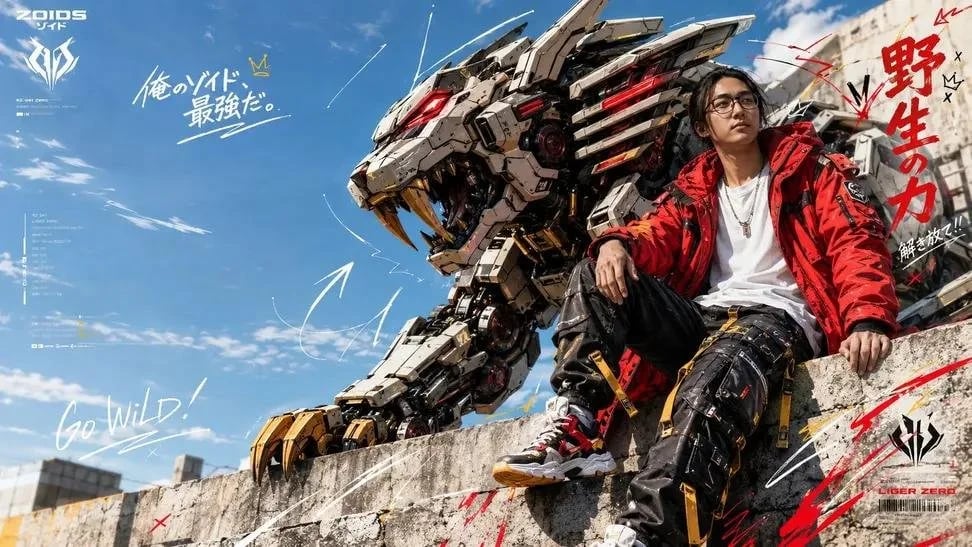 Fashion Editorial Portrait with ZOIDS Mecha Guardian