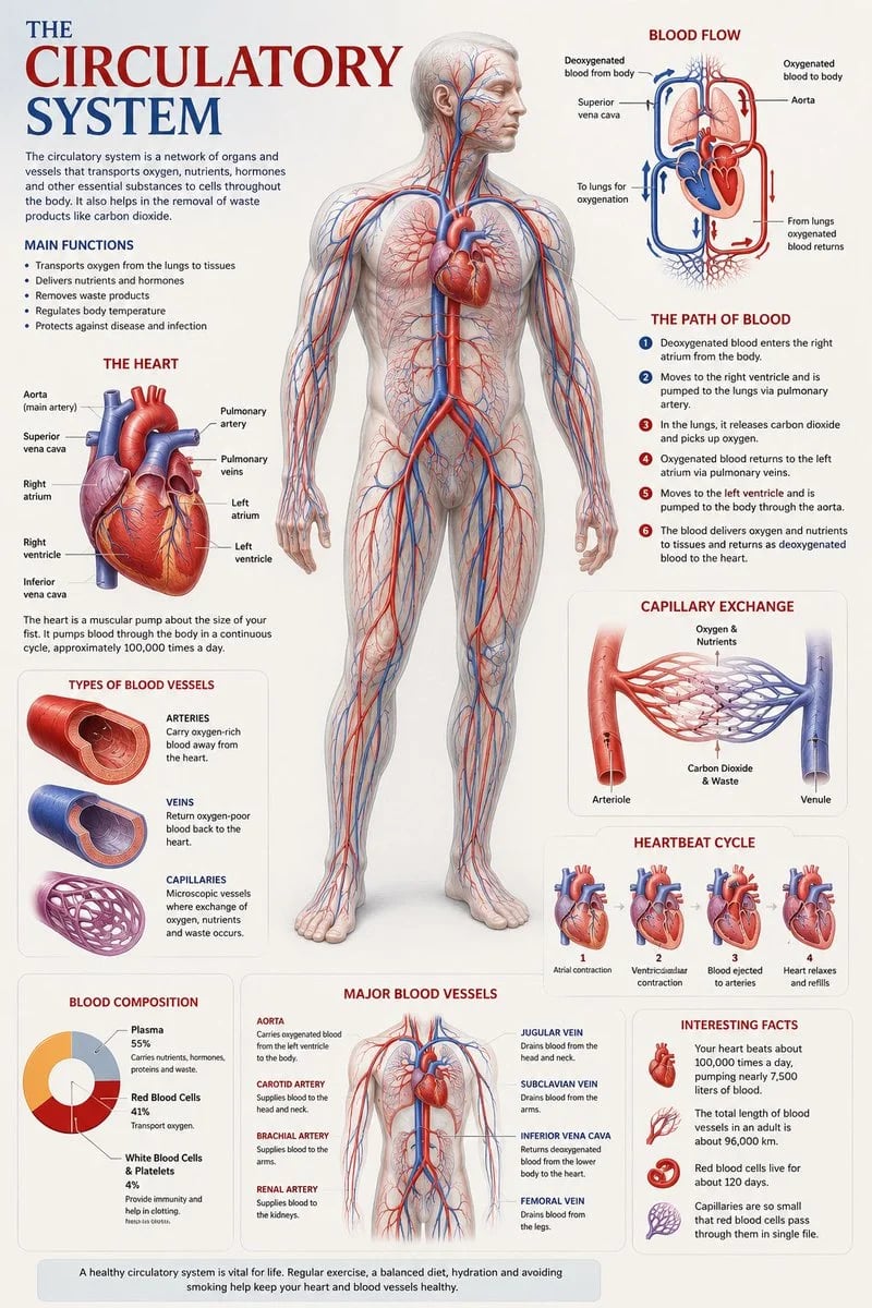 Human Circulatory System Anatomical Poster