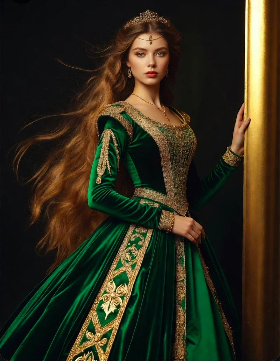 Majestic royalty cloaked in emerald