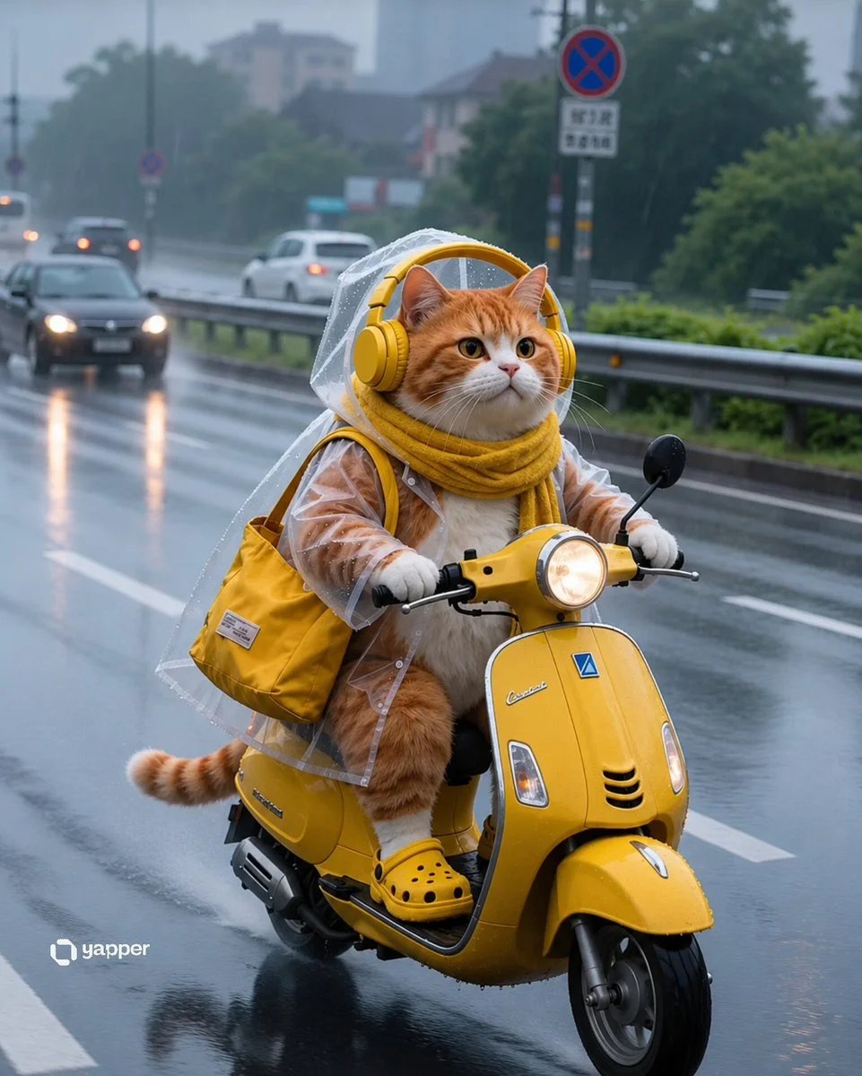 Orange Tabby Cat’s Rainy Japanese Street Food Journey