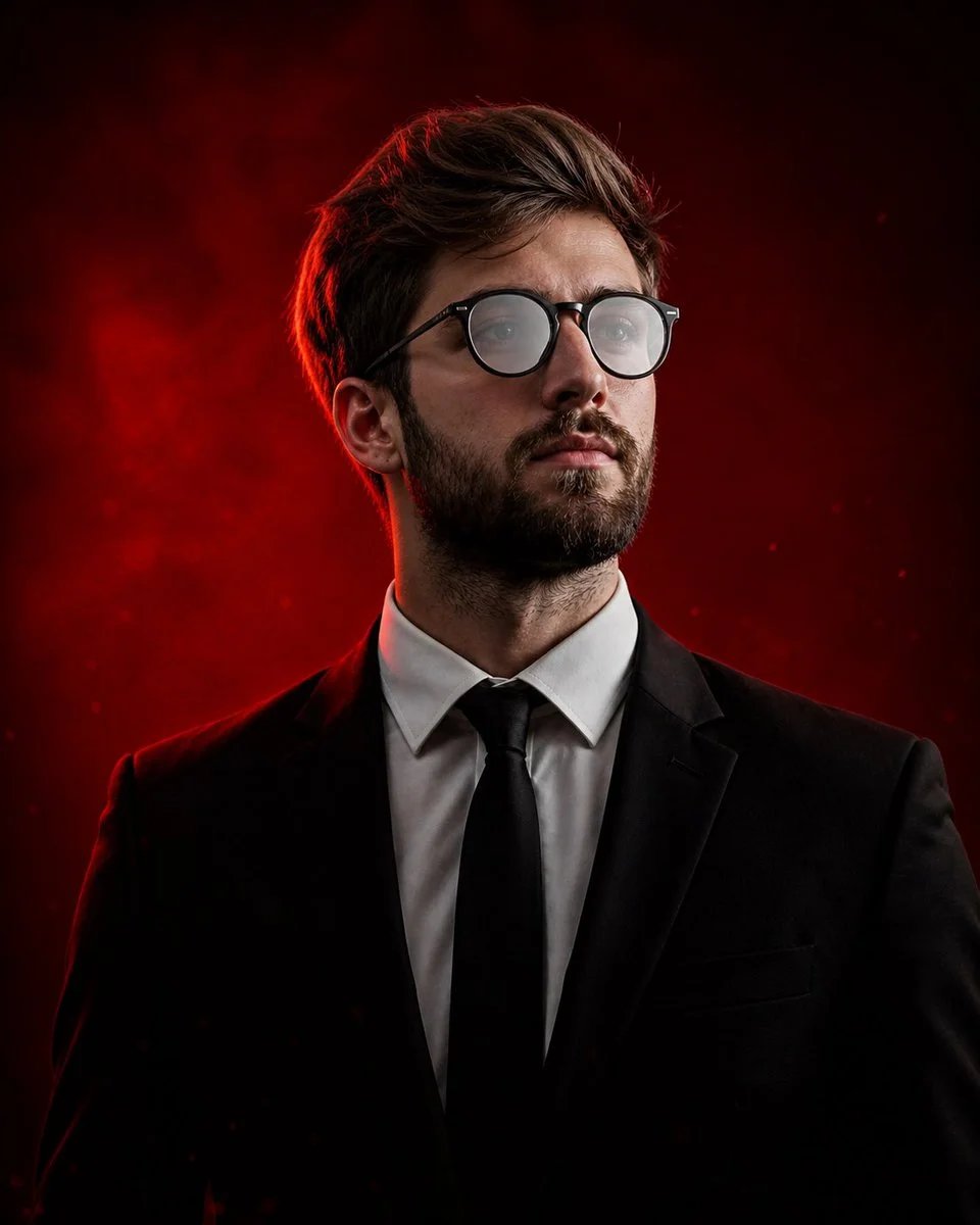 Ultra-Realistic Cinematic Portrait with Red Studio Lighting