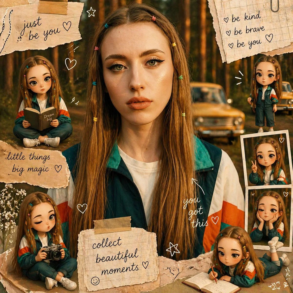 Cozy scrapbook chibi portrait edit