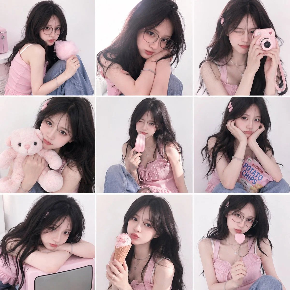 梦幻 Y2K 鬼马少女写真照提示词
