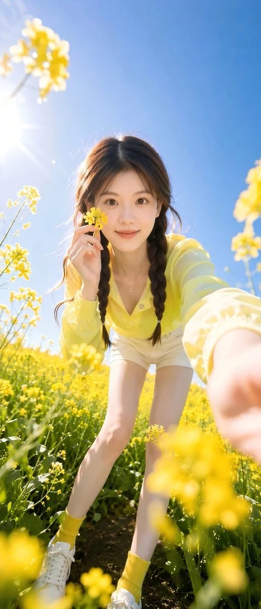Summer Flower-Field Selfie Portrait