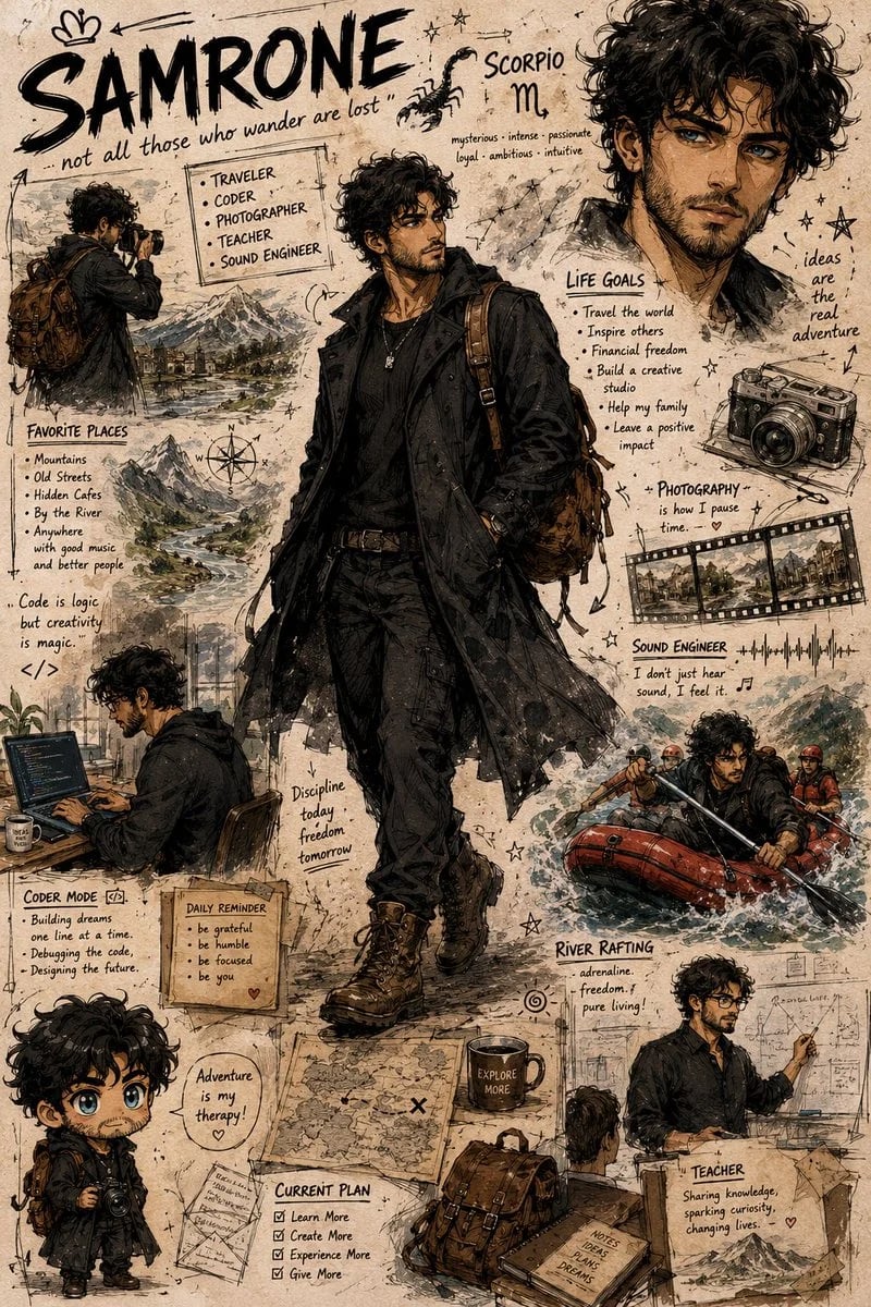 GPT-Image-2 character profile sheet prompt for “SAMRONE”