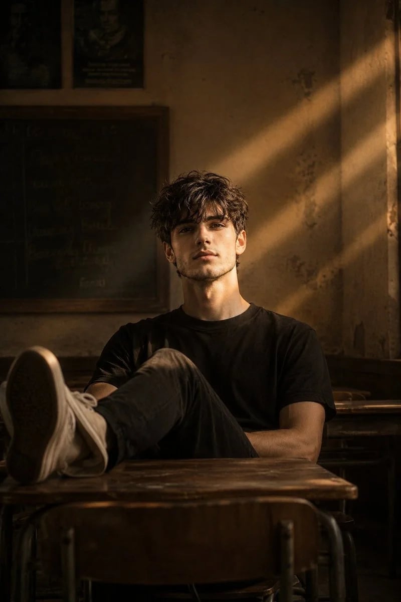 Cinematic vintage classroom portrait prompt for GPT Image 2