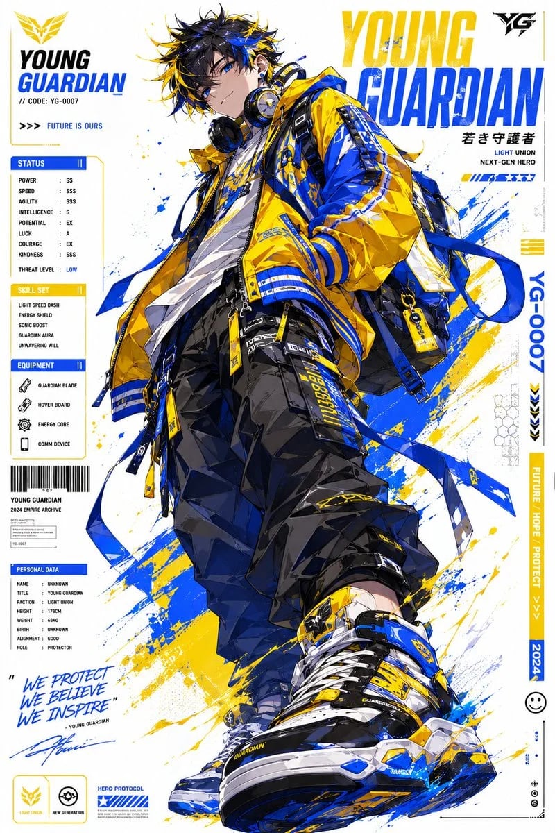 Futuristic Anime Superhero Cyberpunk Character Poster Variants