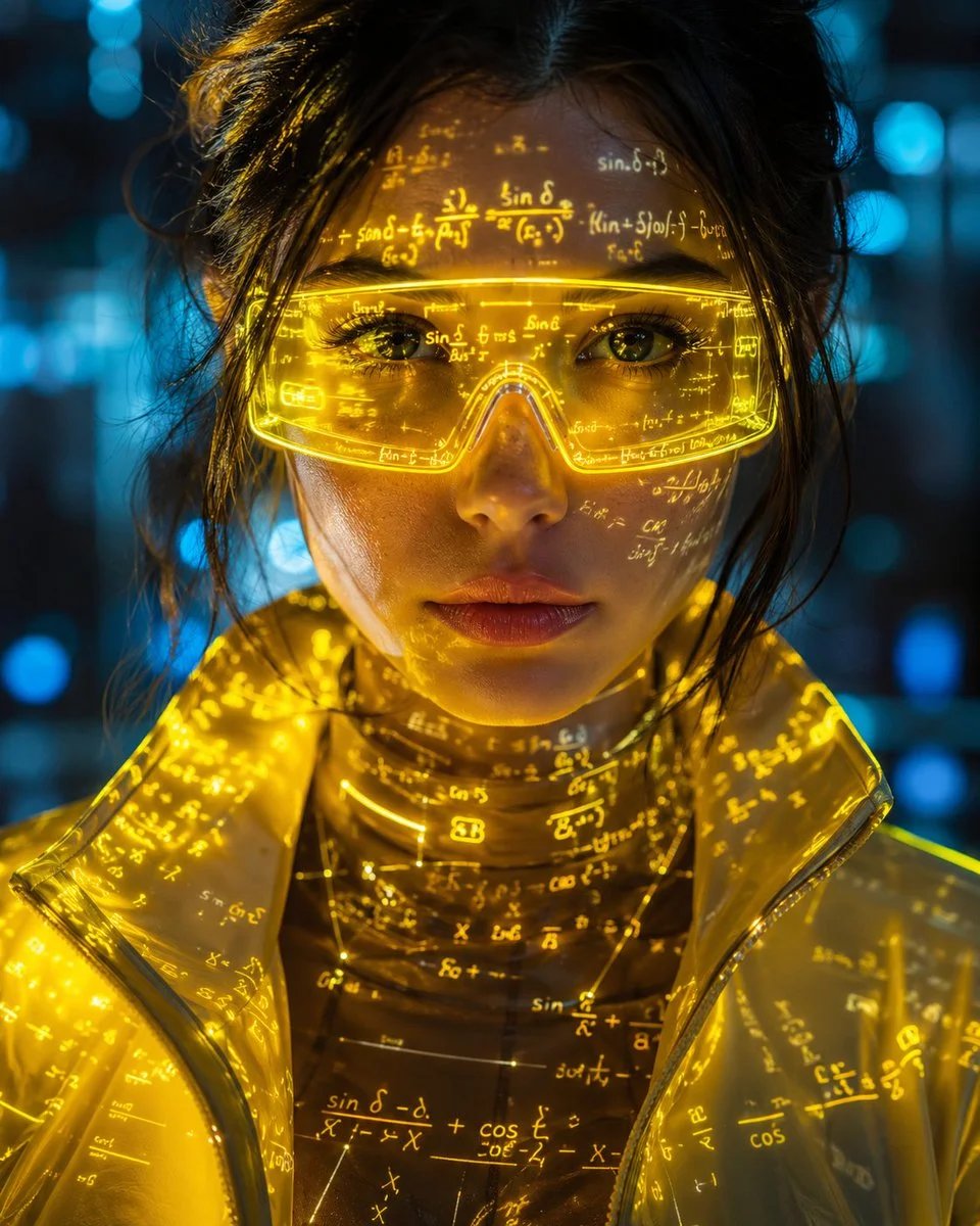 Futuristic Cyber Portrait with Neon Glasses