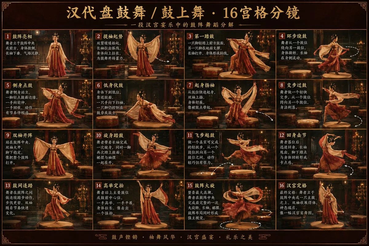 汉代盘鼓舞：汉宫夜宴鼓阵舞蹈