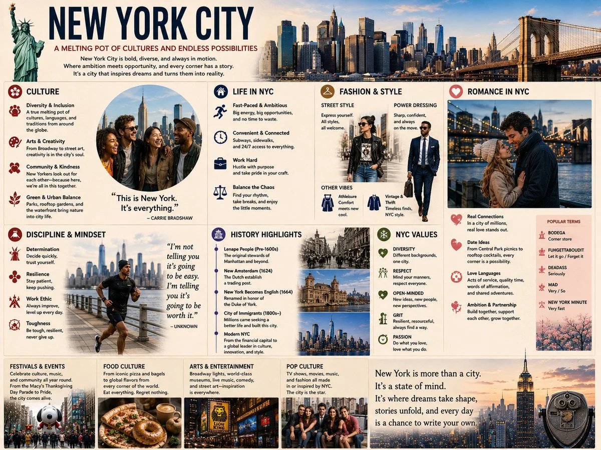 Premium NYC Travel Culture Infographic Poster
