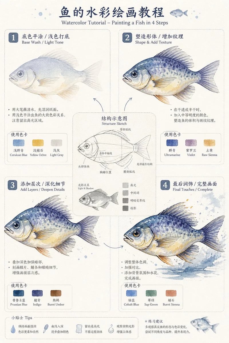 GPT Image 2 玫瑰水彩绘画教程设计师