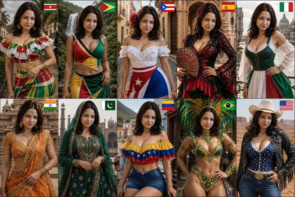 10-Nation Cinematic Fashion Transformation Collage