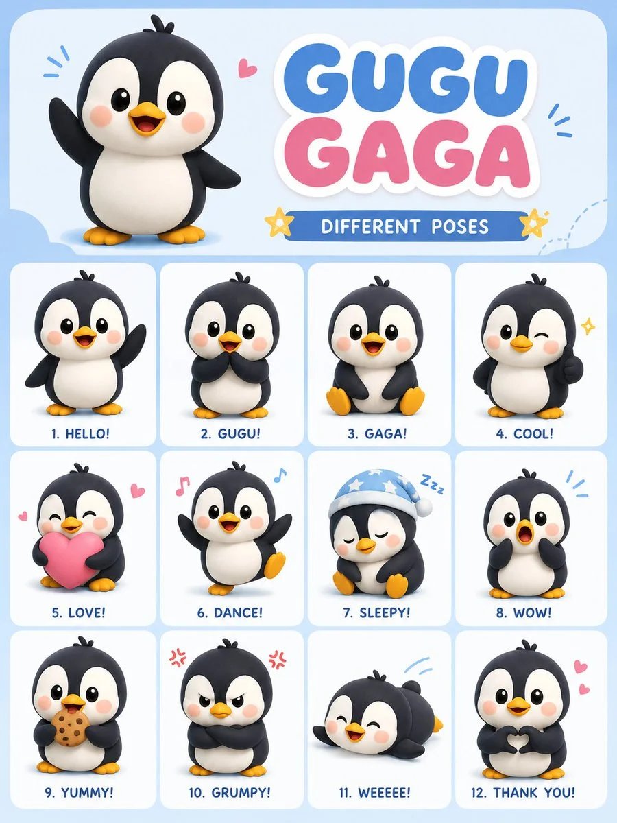 Gugu Gaga Penguin Sticker-Pack Poster