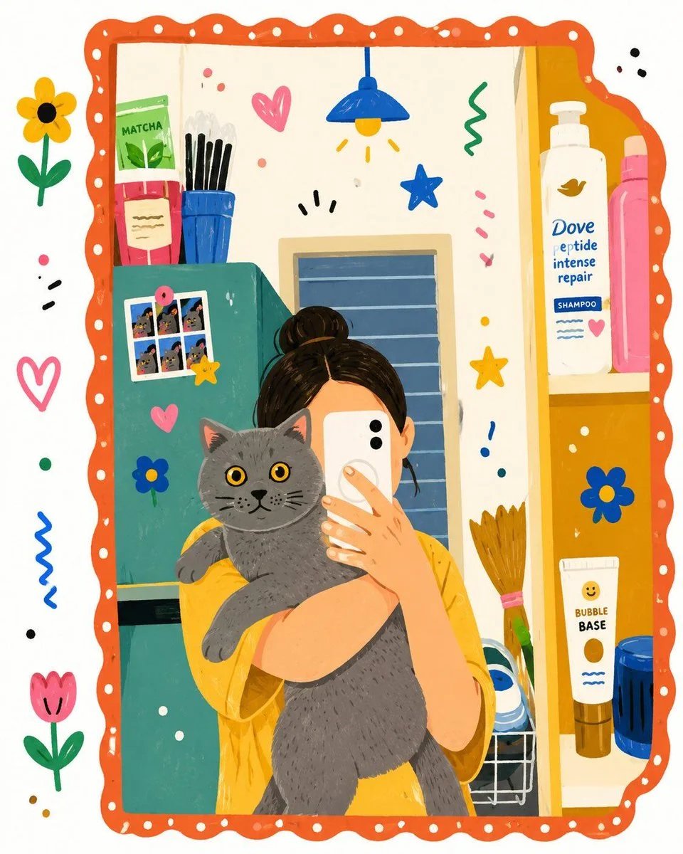Decorative Folk Flat Illustration Doodle Transformation